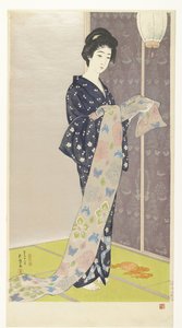 Junge Frau in einem Sommerkimono von Hashiguchi Goyô