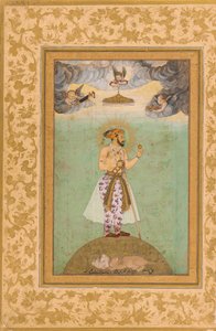 Der Kaiser Shah Jahan auf einem Globus stehend