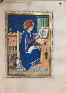 Evangelienbuch mit Evangelistenporträts: Heiliger Lukas von Hausbuch Master