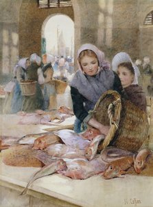 Frauen auf dem Fischmarkt, Boulogne von Hector Caffieri