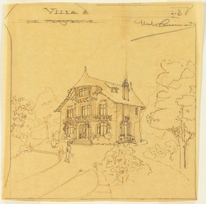 Perspektivische Ansicht einer Villa von Hector Guimard