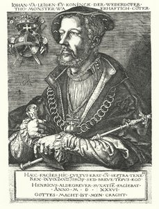 Johann von Leiden, niederländischer Täuferführer und einer der Anführer des Münsteraner Aufstands von 1534-1535 von Heinrich (after) Aldegrever