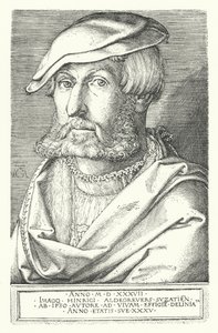 Selbstporträt von Heinrich Aldegrever, deutscher Maler und Kupferstecher von Heinrich (after) Aldegrever