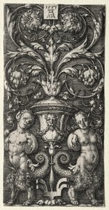 Eine Vase zwischen zwei chimerischen Figuren von Heinrich Aldegrever