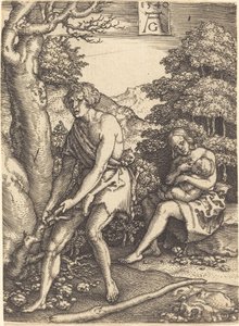 Adam und Eva bei der Arbeit von Heinrich Aldegrever