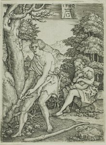 Adam und Eva bei der Arbeit, aus Die Geschichte von Adam und Eva