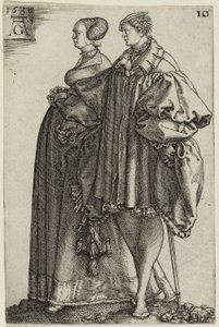 Tanzendes Paar, Platte zehn aus Die großen Hochzeits-Tänzer von Heinrich Aldegrever