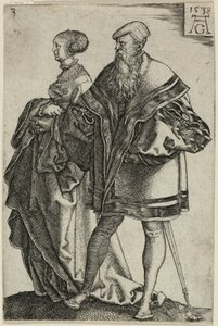 Tanzendes Paar, Platte drei aus Die großen Hochzeits-Tänzer von Heinrich Aldegrever