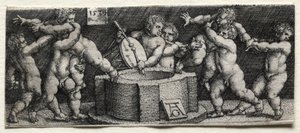 Acht nackte Kinder an einem Brunnen, 1539