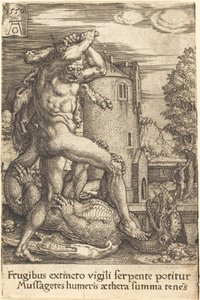 Herkules tötet den Drachen von Heinrich Aldegrever
