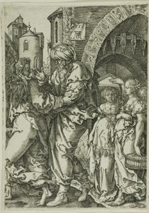 Lot und seine Familie fliehen aus Sodom, aus Die Geschichte von Lot