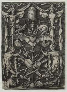 Ornamentdesign mit einer Fledermaus im Zentrum, 1550 von Heinrich Aldegrever