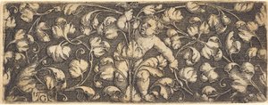 Ornament mit Laubwerk und einem Kind in der Mitte von Heinrich Aldegrever