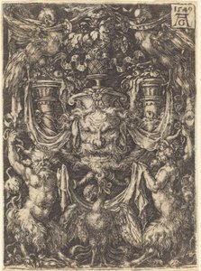 Ornament mit Maske, Adler zwischen Satyrn unten von Heinrich Aldegrever