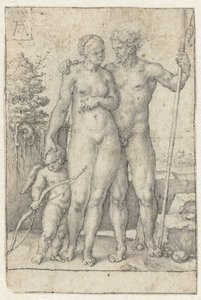 Paris, Oenone und Cupido von Heinrich Aldegrever