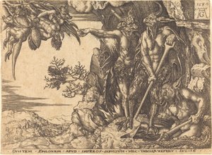 Der reiche Mann wird vom Teufel weggetragen von Heinrich Aldegrever