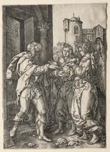 Die Geschichte von Lot: Lot begrüßt die Engel von Heinrich Aldegrever