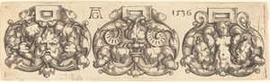 Drei Schnallen von Gürteln nebeneinander von Heinrich Aldegrever