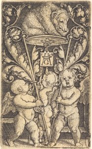Drei Cupidos und ein Bär von Heinrich Aldegrever