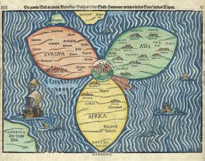 Die drei Kontinente mit Jerusalem im Zentrum der Welt