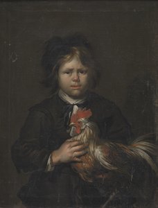 Ein Bauernjunge mit einem Hahn von Heinrich Dittmers