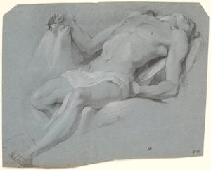 Liegendes männliches Modell; Studie zur Pietà? von Heinrich Dittmers