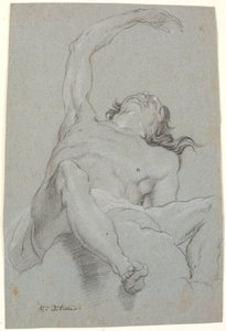 Nackter Mann, von unten gesehen. Studie für Figur in Deckenmalerei