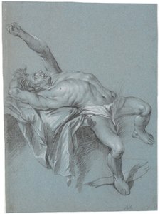 Polyfem gebunden? (Liegender, zurückgelehnter Mann mit erhobenem linken Arm) von Heinrich Dittmers
