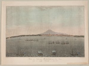 Die Stadt und Festung Batavia auf der Insel Java während der englischen Blockade im Jahr 1800