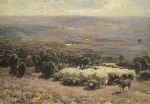 Eine Schafherde in der Lüneburger Heide, 1902 von Heinrich Johann von Zugel