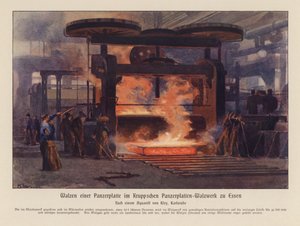 Walzen von Panzerplatten in den Krupp-Werken in Essen, Deutschland