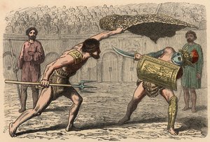 Antikes Rom: Gladiatorenkämpfe im Amphitheater von Heinrich Leutemann