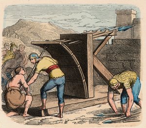 Antikes Rom: Waffen, Ballista, Maschine, die während einer Belagerung verwendet wurde von Heinrich Leutemann