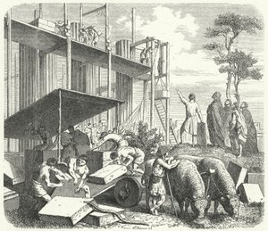 Bau eines Tempels auf dem Aventin-Hügel, Rom von Heinrich Leutemann