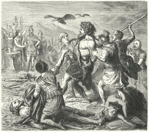 Gefangennahme von Tetobod, König der Teutonen, durch die Römer nach der Schlacht bei Aquae Sextiae von Heinrich Leutemann