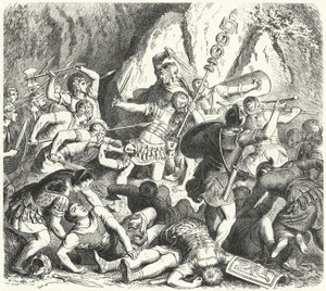 Untergang der römischen Gens Fabia in der Schlacht am Cremera, 477 v. Chr. von Heinrich Leutemann