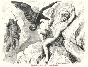 Herakles befreit Prometheus von Heinrich Leutemann