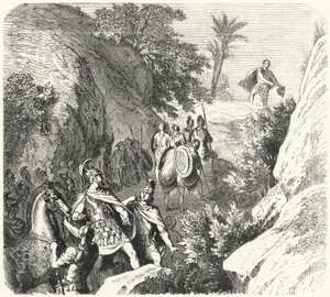 Perseus von Makedonien auf dem Marsch durch die Schluchten von Thessalien von Heinrich Leutemann