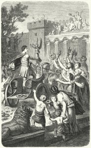 Empfang eines Olympiasiegers in seiner Heimatstadt im antiken Griechenland von Heinrich Leutemann