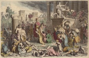 Römische Soldaten plündern eine eroberte Stadt von Heinrich Leutemann