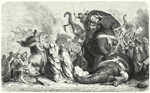 Die Schlacht von Asculum, 279 v. Chr. (Gravur) von Heinrich Leutemann