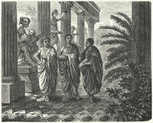 Der römische Kaiser Augustus, Gaius Maecenas und Vergil (Gravur) von Heinrich Leutemann