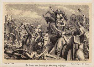 Frauen der Kimbern und Teutonen verteidigen ihren Gepäckzug gegen die Römer von Heinrich Leutemann