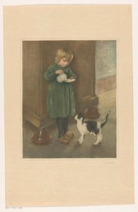 Mädchen, das eine Katze füttert