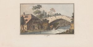 Haus neben einer Brücke über einen Fluss in Orbe
