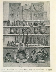 Der sogenannte Schatz des Priamos, entdeckt vom Archäologen Heinrich Schliemann (1822-1890), Druck