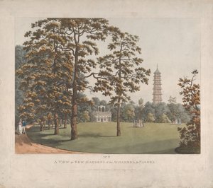 Ein Blick in die Kew Gardens auf die Alhambra und die Pagode, 1813 von Heinrich Schutz