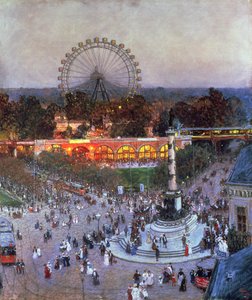 Das Admiral-Tegetthoff-Denkmal am Praterstern mit dem Riesenrad, Wien