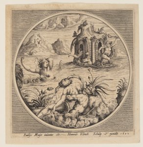 Mythologisches Meeresmotiv in einem Rundbild