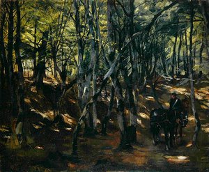 Kavalleriepatrouille in einem Wald von Heinrich Wilhelm Truebner